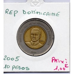 République Dominicaine 10 pesos 2005 TTB, KM 106 pièce de monnaie