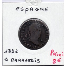 Espagne 4 maravedis 1832 Segovie B+, KM 489.2 pièce de monnaie