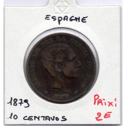 Espagne 10 centimos 1879 TB, KM 675 pièce de monnaie