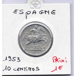 Espagne 10 centimos 1953 Sup, KM 766 pièce de monnaie