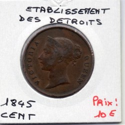 Etablissement des Détroits 1 cent 1845 TTB, KM 3 pièce de monnaie