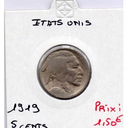 Etats Unis 5 cents 1919 TB, KM 134 pièce de monnaie