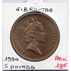 Gibraltar 5 pounds 1994 Sup, KM 309 pièce de monnaie
