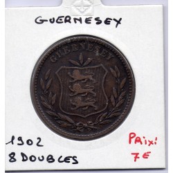 Guernesey 8 Doubles 1902 TB, KM 7 pièce de monnaie