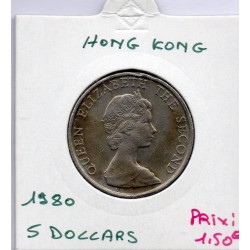 Hong Kong 5 dollar 1980 TTB, KM 46 pièce de monnaie