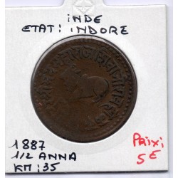Inde Indore 1/2 anna 1887 TB, KM 35 pièce de monnaie