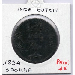 Inde Kutch 3 dokda 1894 TB, KM Y33.1 pièce de monnaie