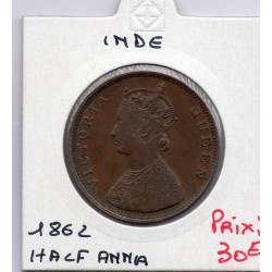 Inde Britannique 1/2 anna 1862 TTB, KM 468 pièce de monnaie