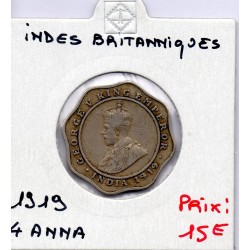 Inde Britannique 4 annas 1919 TTB-, KM 519 pièce de monnaie