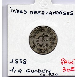 Indes Néerlandaises 1/4 Gulden 1858 TTB, KM 305 pièce de monnaie