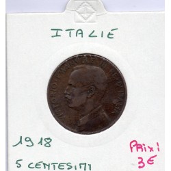 Italie 5 centesimi 1918 R Rome TTB-, KM 42 pièce de monnaie