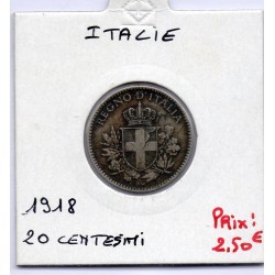 Italie 20 centesimi 1919 surfrappe sur KM 28 TTB, KM 58 pièce de monnaie