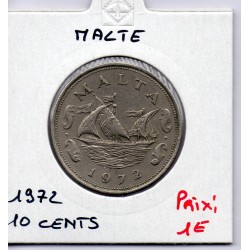 Malte 10 cents 1972 Sup, KM 11 pièce de monnaie