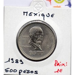 Mexique 500 Pesos 1989 TTB, KM 529 pièce de monnaie