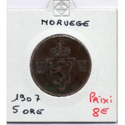 Norvège 5 ore 1907 TTB, KM 364 pièce de monnaie
