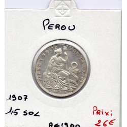 Pérou 1/5 sol 1907 Sup, KM 205 pièce de monnaie