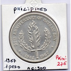Philippines 1 peso 1967 Sup, KM 195 pièce de monnaie