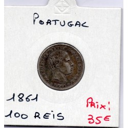 Portugal 100 reis 1861 TTB+, KM 497 pièce de monnaie