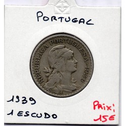 Portugal 1 escudo 1939 TB, KM 578 pièce de monnaie