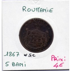 Roumanie 5 bani 1867 Watt & Co TB+, KM 3 pièce de monnaie