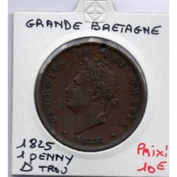 Grande Bretagne Penny 1825 TTB+ trou, KM 693 pièce de monnaie
