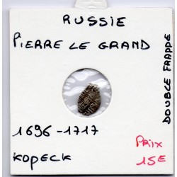 Russie 1 Kopek 1696-1717 Double frappe Pierre le grand TTB, pièce de monnaie