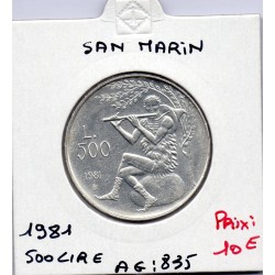 Saint Marin 500 lire 1981 Sup, KM 124 pièce de monnaie