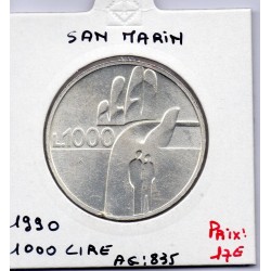 Saint Marin 1000 lire 1990 Sup, KM 257 pièce de monnaie