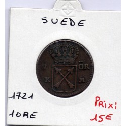 Suède 1 Ore 1721 TTB, KM 383 pièce de monnaie