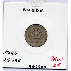 Suède 25 Ore 1943 TTB, KM 816 pièce de monnaie