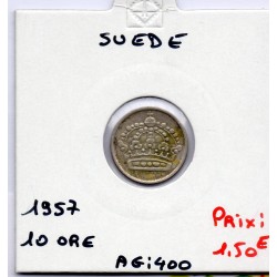 Suède 10 Ore 1957 TTB, KM 823 pièce de monnaie