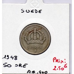 Suède 50 Ore 1948 TTB, KM 817 pièce de monnaie