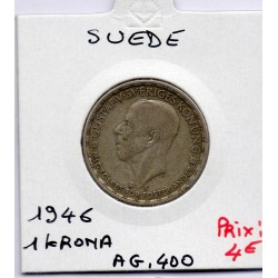 Suède 1 krona 1946 TTB, KM 814 pièce de monnaie
