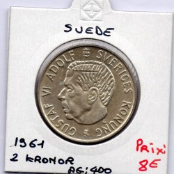 Suède 2 kronor 1961 Sup, KM 827 pièce de monnaie