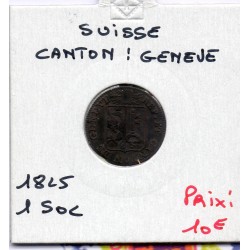 Suisse Canton Genève 1 Sol 1825 TTB, KM 120 pièce de monnaie
