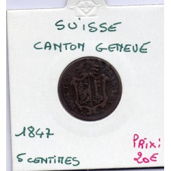 Suisse Canton Genève 5 centimes 1847 TTB, KM 133 pièce de monnaie