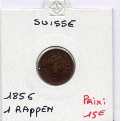 Suisse 1 rappen 1856 TTB, KM 3 pièce de monnaie
