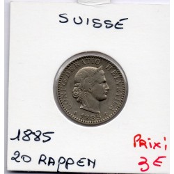 Suisse 20 rappen 1885 TTB, KM 29 pièce de monnaie