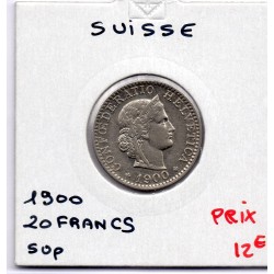 Suisse 20 rappen 1900 Sup, KM 29 pièce de monnaie