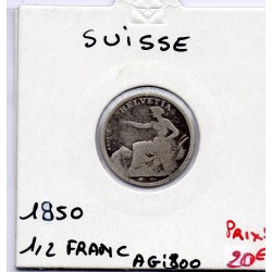 Suisse 1/2 franc 1850 B, KM 8 pièce de monnaie