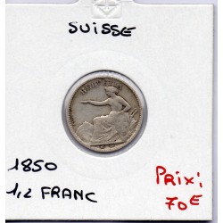 Suisse 1/2 franc 1850 TTB-, KM 8 pièce de monnaie