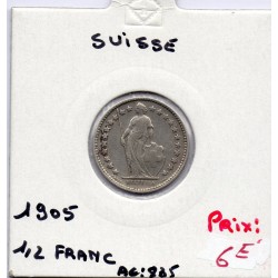 Suisse 1/2 franc 1905 TTB-, KM 23 pièce de monnaie