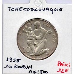Tchecoslovaquie 10 korun 1955 Sup, KM 42 pièce de monnaie