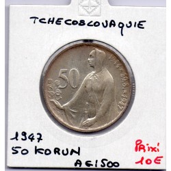 Tchecoslovaquie 50 korun 1947 Sup, KM 24 pièce de monnaie