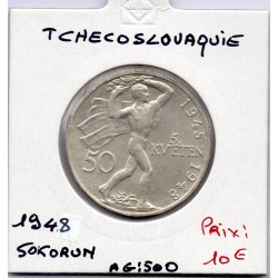 Tchecoslovaquie 50 korun 1948 Sup, KM 25 pièce de monnaie