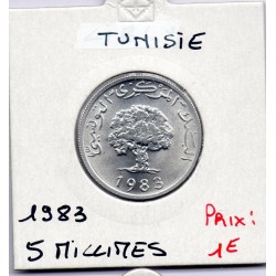 Tunisie 5 Millimes 1983 Sup, KM 282 pièce de monnaie