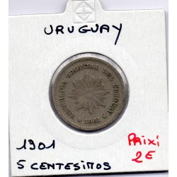 Uruguay 5 Centesimos 1901 TTB, KM 21 pièce de monnaie