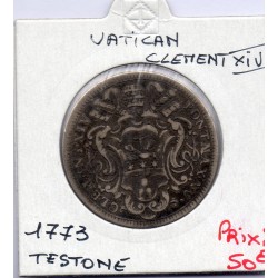 Vatican Clement XIV Testone 1773 TB, KM 1020 pièce de monnaie