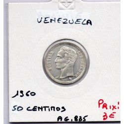 Venezuela 50 centimos 1960 Sup, KM Y36a pièce de monnaie