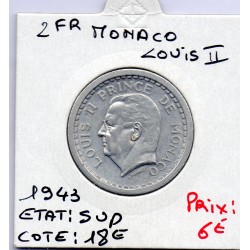 Monaco Louis II 2 francs 1943 Sup, Gad 133 pièce de monnaie